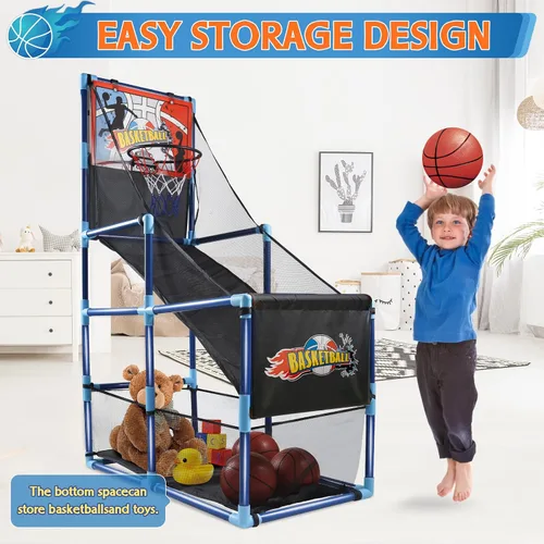 Vista 5 de OCHIDO Juego de baloncesto arcade con 4 pelotas, para niños de 3, 4, 5, 6, 7, 8, 9, 10 años y más, para niños de 3 a 5,6 a 8 años, 8 a 10 años