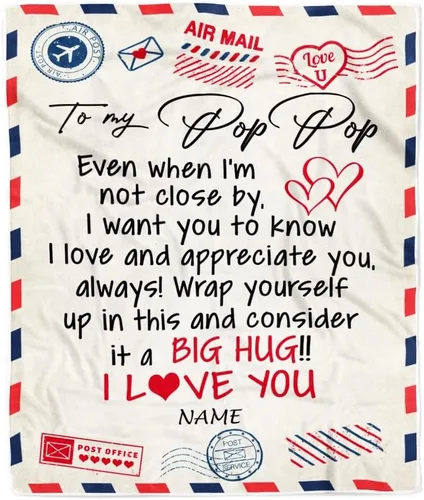 Vista 13 de Manta de forro polar personalizada con texto en inglés «To My Grandad» de Grandkids I Love You Hugs con texto en inglés «To My Grandad»