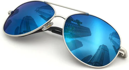 Vista 14 de J+S Military Style Polarized Aviator Sunglasses, for Men/Women Marco negro/ lente negro