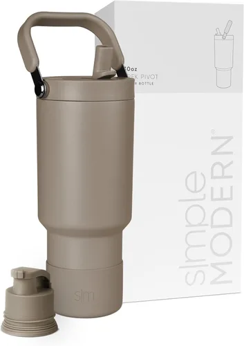Vista 41 de Simple Modern Trek Pivot Vaso con pajita abatible de 30 oz con asa Botella de agua y protector Tapas intercambiables de pajita y para beber