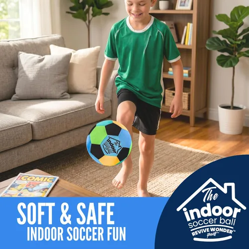 Vista 7 de La Pelota Interior — Pelota de Fútbol de Espuma Suave Acolchada Tamaño 4 para Niños (Edad 3+) — Pelota de Casa Esencial o Regalo de Fútbol