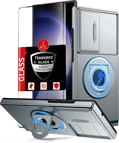 Vista 46 de Funda para Samsung Galaxy S21 FE con 2 protectores de pantalla de vidrio templado, funda con función atril para Samsung Galaxy S21FE con cubierta
