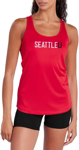Vista 84 de Camiseta deportiva sin mangas oficial de NCAA Collegiate para mujer, con espalda cruzada, colección con logotipo primario