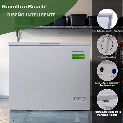 Vista 3 de Hamilton Beach, Congelador profundo de cofre, capacidad de 7 pies cúbicos, termostato ajustable, cesta de alambre recubierta de vinilo removible