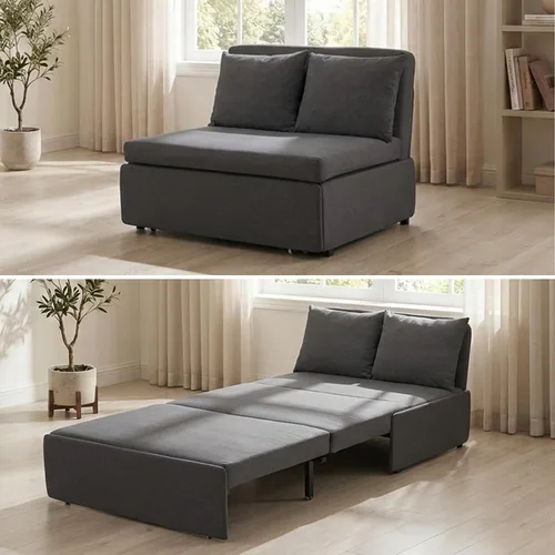 Vista 11 de Mjkone Sofá cama extraíble tamaño individual de 43 pulgadas de ancho con sofá cama extraíble, sofá individual convertible 2 en 1 con almohadas