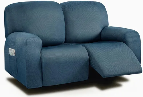 Vista 60 de ULTICOR Fundas para sofá reclinable de 8 piezas, fundas elásticas con hilo teñido para sofá reclinable de 3 cojines, gruesas, suaves y lavables Gris