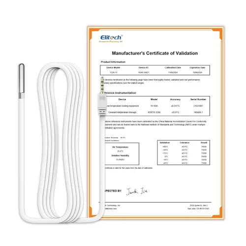 Vista 8 de Elitech Sonda de temperatura dual para RCW-360Pro, -40°F a 176°F, sensor digital de detección automática de cable de 16.4 pies con certificado