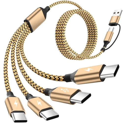 Vista 13 de Cable divisor USB C multi carga para múltiples dispositivos, cable de carga rápido 4 en 1, cable de carga de teléfono USB C trenzado con 4