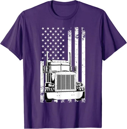 Vista 86 de Camión conductor bandera americana camionero vintage hombres mujeres regalo camiseta