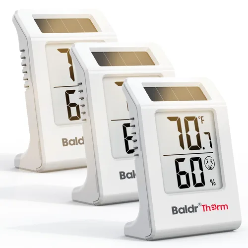 Vista 13 de Termómetro digital e higrómetro de 2.2 pulgadas, sensor de temperatura interior alimentado por energía solar, medidor de humedad para habitaciones