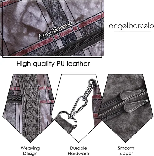 Vista 184 de Angel Barcelo - Bolsa de hombro amplia para mujer, diseño Hobo, cuero lavado