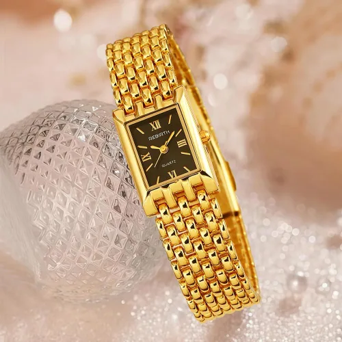 Vista 2 de MASTOP Gold Watches for Women Vintage Rectangle Quartz Watch 30M Waterproof Stainless Steel Bracelet Adjustable Ladies Wristwatch