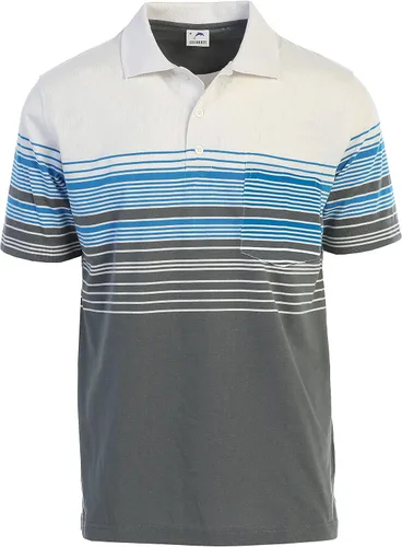 Vista 19 de Gioberti Polo de contraste de rayas dobles para hombre con bolsillo - tinte de hilo 9328b - Gris Con Logo Delfín