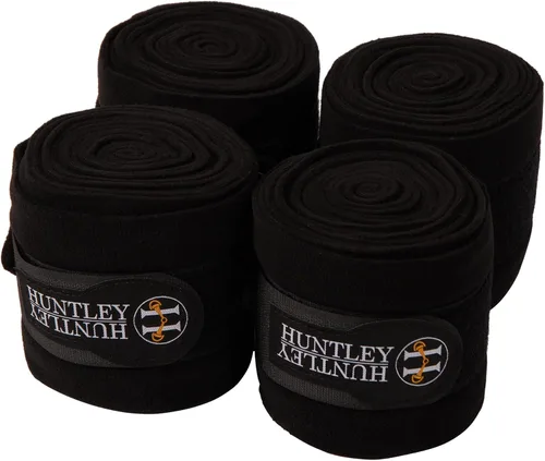 Vista 2 de Huntley Equestrian Envolturas de polo para caballos: vendaje protector de soporte de pierna para entrenamiento, ejercicio, participación - 4 Negro