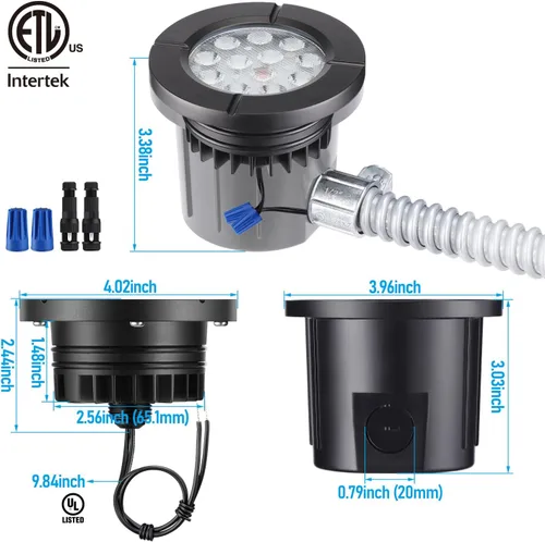 Vista 7 de LEONLITE Dia. 4 Pulgadas Luces de Pozo LED Empotradas en Suelo 5CCT para Paisajismo, 5 Temperaturas de Color Seleccionables, 12-24V AC/DC CRI90 Bajo