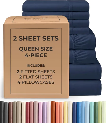 Vista 126 de Pack of 2, Twin Size 3 Piece Sheet Set - Breathable & Cooling - White