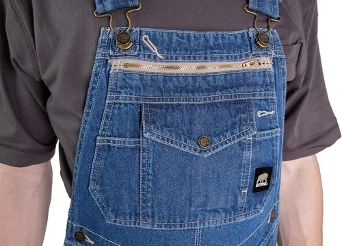 Vista 4 de Berna Overol para hombres de denim desgastado con pechera sin forro