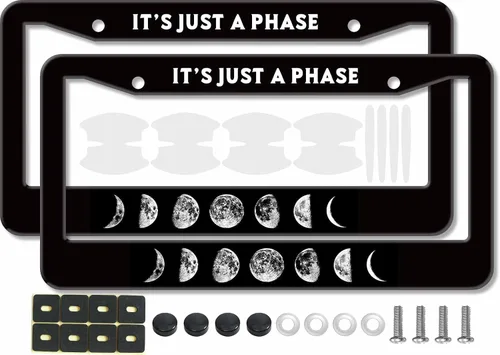 Vista 30 de Marco de matrícula de lunares negros, 2 piezas de soporte decorativo clásico de lunares blancos para placa de automóvil, lindo estilo retro