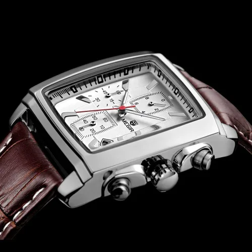Vista 3 de MEGIR Casual Leather Strap Watch for Men Fashion Military Sports Classic Quartz Watches Waterproof Chronograph Wristwatch with Auto Date