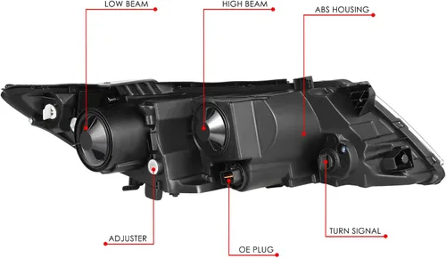 Vista 4 de DNA MOTORING Faro delantero izquierdo estilo OE compatible con Kia Optima 11-13, carcasa negra/lente transparente/reflector ámbar, OEM-HL-0172-L