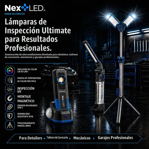 Vista 9 de NextLED Ultimate NT-6926M - Luz de trabajo de trípode resistente con cabezal de lámpara magnética desmontable, 6000 lúmenes, temperatura