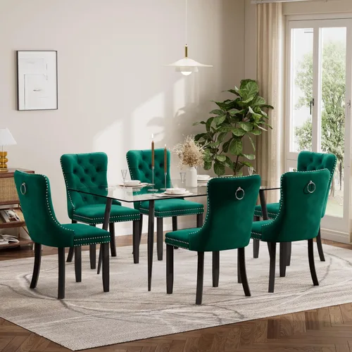 Vista 12 de Baysitone Juego de mesa de comedor de cristal de 51 pulgadas para 4, juego de 5 piezas de comedor moderno, mesa de cocina rectangular de vidrio