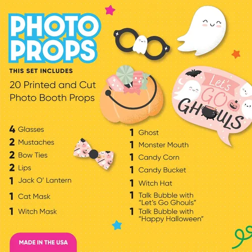 Vista 2 de Big Dot of Happiness Pastel Halloween - Kit de accesorios para cabina de fotos de fiesta de calabaza rosa, 20