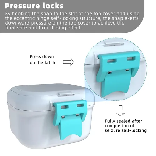 Vista 5 de ARGOMAX Taza de baño de prótesis a prueba de fugas, caja de dentadura portátil para remojo, caja de baño de dentadura con colador, para dentaduras