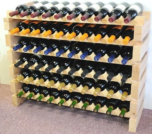Vista 8 de Estante de vino de madera -40 botellas modulares de madera dura para vino (10 botellas x 4 estantes)