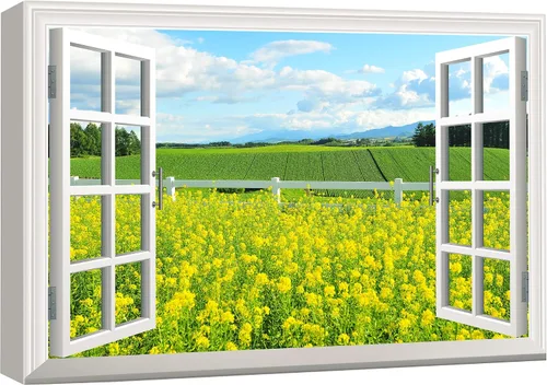 Vista 45 de wall26 - Cuadro en lienzo para pared, vista de ventana, río neón turquesa, rápido, bosque, lago, arroyo, naturaleza salvaje, fotografía, realismo