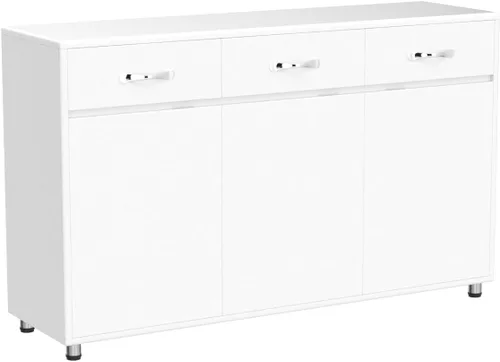 Vista 5 de DANGRUUT - Aparador de buffet moderno mejorado, mesa consola de cocina para el hogar para entrada con cajón y estante para sala de estar (blanco)