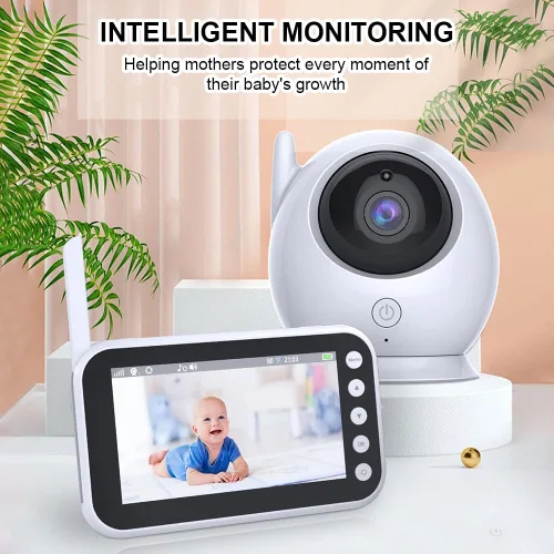 Vista 3 de Matybobe Monitor de bebé WiFi con cámara y audio-4.3 pulgadas pantalla LCD monitor de video con cámara 720P, video de 2 vías, detección