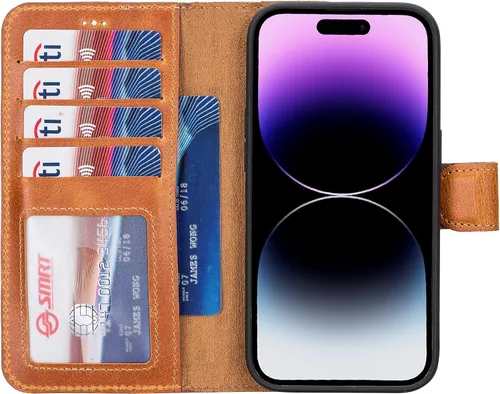 Vista 42 de HARDISTON Compatible con iPhone 7 Plus / 8 Plus Funda Cartera, Hecha a Mano de Cuero Genuino, Funda Magnética Desmontable con Tapa Abatible