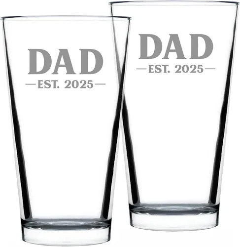 Vista 7 de Dad Est 2023 - Regalo de Vaso de Pinta para Nuevo Padre Primerizo - Vasos Llamativos de 16 Oz Bevvee Dad gift ideas for fathers, husbands and
