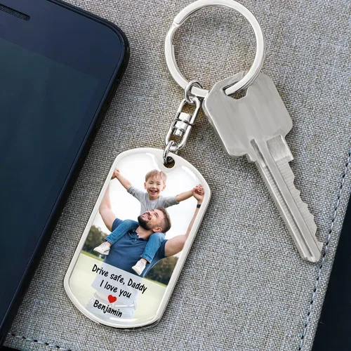 Vista 5 de Drive Safe - Llavero personalizado llavero personalizado para papá papá día del padre regalo de cumpleaños de San Valentín papá de hija hijo regalo