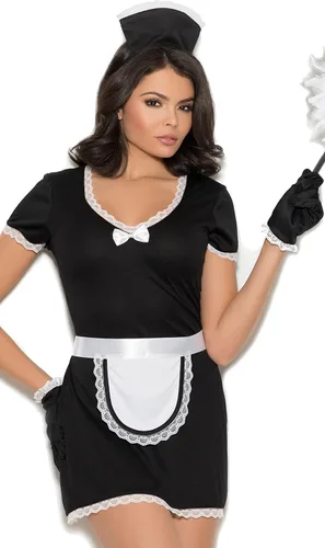 Vista 3 de Hotspot Disfraz sexy de sirvienta francesa coqueta de ama de llaves para Halloween
