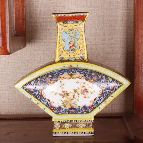 Vista 7 de Jarrón chino de porcelana de cerámica para decoración del hogar, florero japonés de 10.5 pulgadas, recipiente sofisticado para ramas decorativas