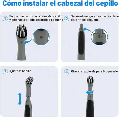Vista 5 de Cepillo de limpieza eléctrico recargable con cabezales de cepillo múltiples 4 en 1 y cable USB, cepillo motorizado inalámbrico para interiores