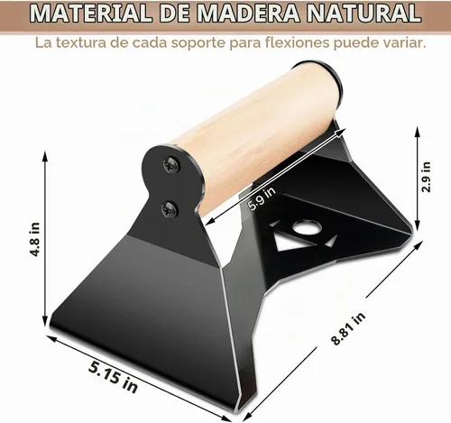 Vista 4 de Parallettes - Asas de realce – Marco de acero resistente con agarres ergonómicos de madera de haya, equipo de calistenia para entrenamiento
