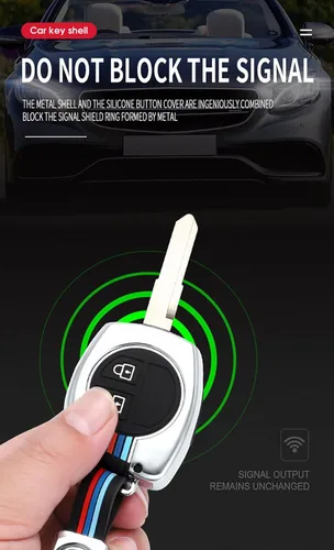 Vista 3 de SANRILY Funda luminosa para llavero de 2 botones para Suzuki Swift Grand Vitara Liana SX4 Window Amagatarai sin llave con llavero largo, color negro