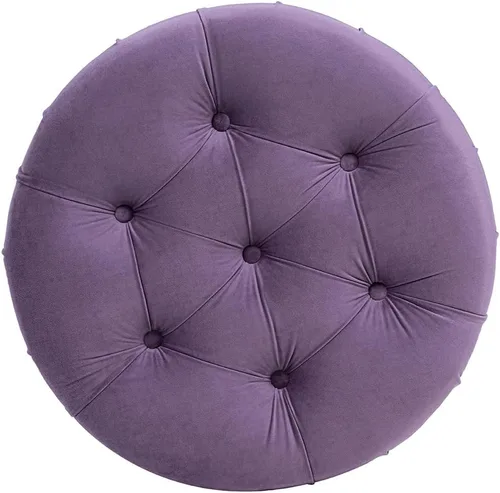 Vista 5 de Jennifer Taylor Home Dawn - Detalles de cabeza de clavo otomana redonda copetuda, terciopelo morado