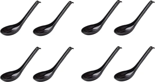 Vista 3 de JapanBargain 2398 - Juego de 8 cucharas de sopa chinas, cucharas de sopa japonesas, cucharas de sopa Wonton, cucharas de arroz, cucharas de fo