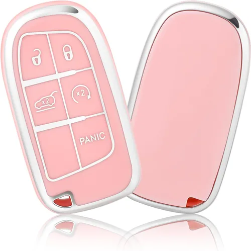 Vista 8 de OFFCURVE para Jeep Dodge Funda para Llavero, Funda de Protección de TPU Blanda Compatible con Jeep Grand Cherokee Renegade Chrysler 200 300 Dodge