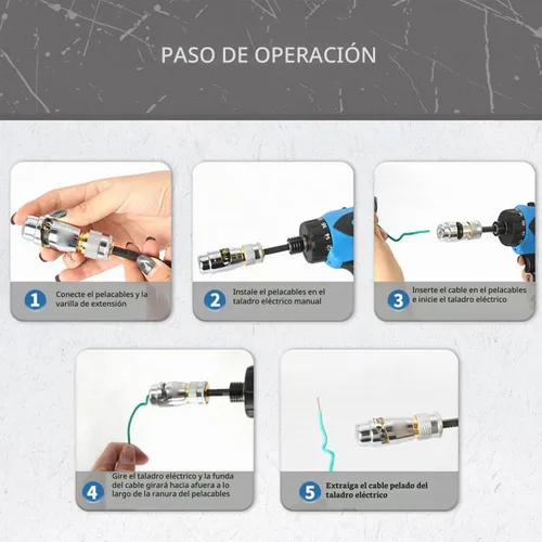 Vista 2 de Pelacables para electricista, herramienta de pelado y torsión de cables de aleación de aluminio, herramienta de corte de pelado de cable