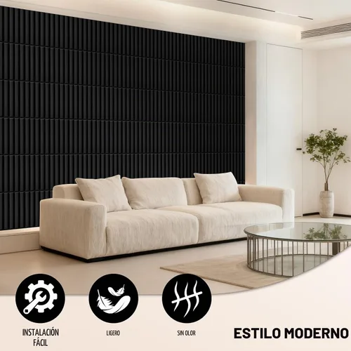 Vista 5 de Qidejoy 33 piezas de paneles de pared de PVC 3D con lamas 12x12 pulgadas con textura acanalada, paneles decorativos modernos, azulejos para cortar