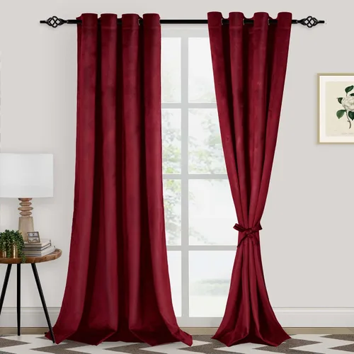 Vista 47 de XWZO Cortinas de terciopelo azul de 63 pulgadas de largo, elegantes cortinas de lujo suaves para sala de estar, aislamiento térmico, oscurecimiento