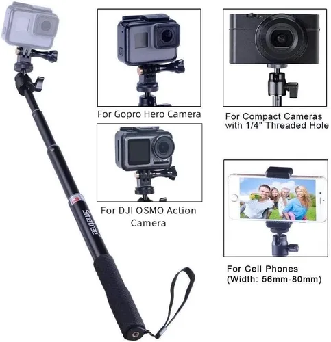 Vista 4 de Smatree Palo telescópico para selfie Q3 con trípode para Insta360 X5 For OSMO 360,GoPro Hero