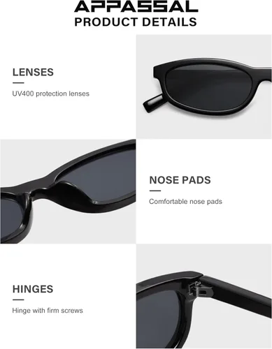 Vista 5 de Gafas de sol rectangulares pequeñas retro para mujeres y hombres, estilo vintage de los años 90, gafas estrechas y delgadas AP3732