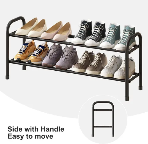 Vista 6 de kiplant Zapatero de 2 niveles para armario, organizador de zapatos de metal expandible, organizador de almacenamiento ajustable para zapatos