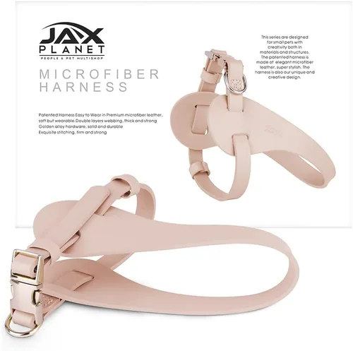 Vista 3 de Arnés de cuero de microfibra para perro mediano, arnés para perro sin tirones, fácil de llevar, impermeable, correas de doble capa, herrajes